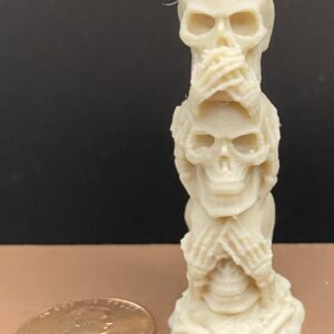 Miniature See, Hear, Speak No Evil Skulls From Forest Fairy Miniatures and 3D Prints